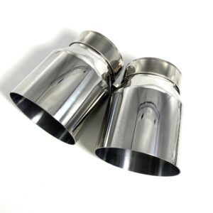 BMW 3.75" Dual Quad M Logo Stainless Steel Exhaust Tips Silver Black Chrome (F Series) — BM Performance